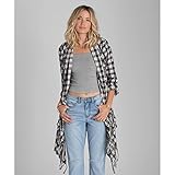 Billabong Juniors Liv It up Plaid Sweater with Fringe