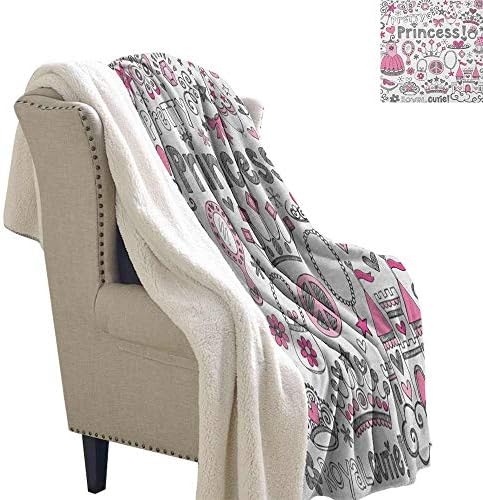 Willsd Princess Wool Blanket Fairy Tale Princess Tiara Crown Notebook Doodle Design Sketch Illustration Gift Throw Blanket for Women Men Grey Pink White W59 x L31