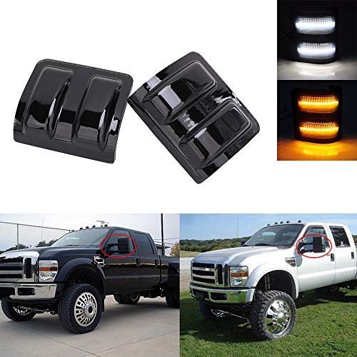 Smoke Side Mirror Marker Lights Lens Compatible with 2008-2016 Ford F250 F350 F450 Super Duty Turn Signal Aftermarket Replacement - Thumbnail 7