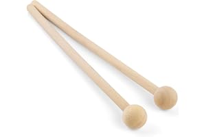 AUEAR, 8 Inch Long Wood Mallets Percussion Sticks for Xylophone Glockenspiel Energy Chime Block and Bells (2 Pack)