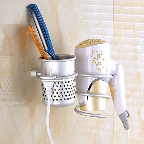 Wall Mounted Hair Dryer Drier Comb Holder Rack Stand Set