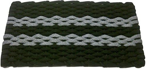 Rockport Rope Doormats 2034379 Indoor & Outdoor Doormats, 20" x 34", Black with 2 Gray Stripes