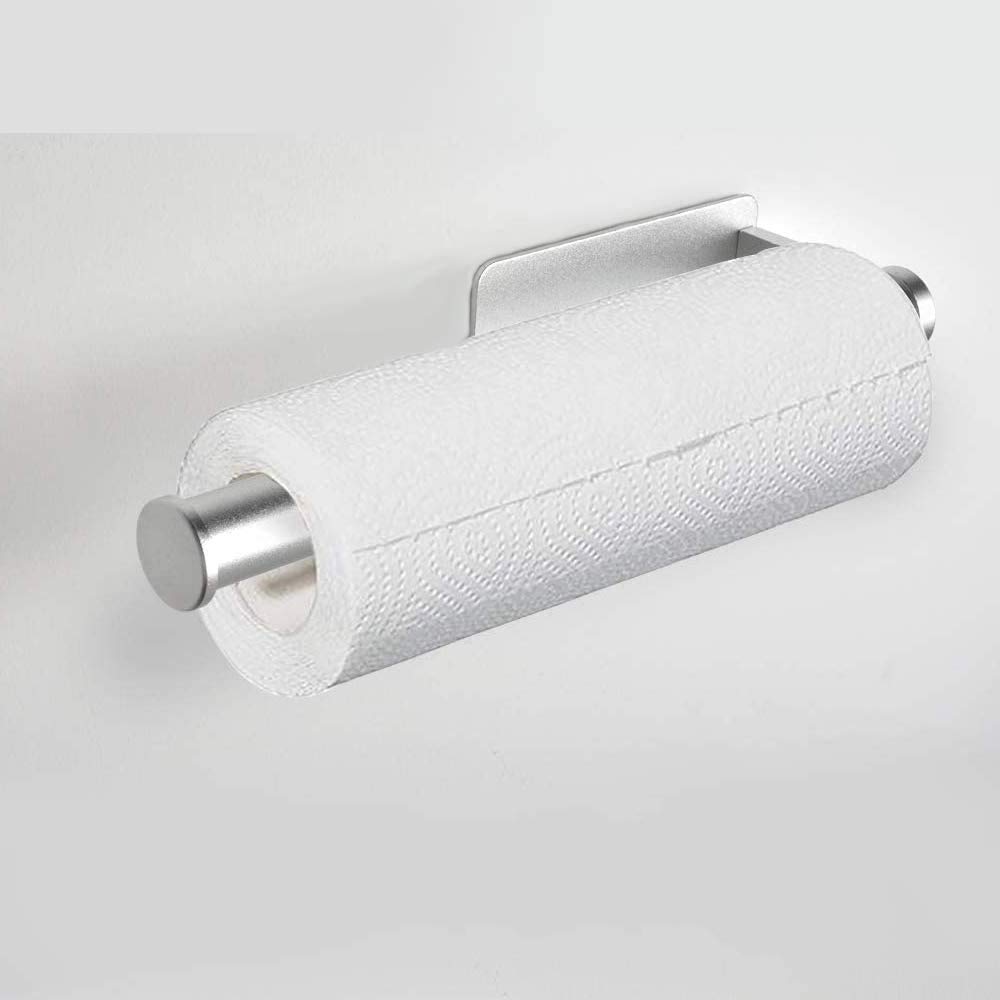 Jinhuaxin kitchen roll holder Wall Mounted, No Drilling paper towel holder for Bathroom Kitchen(Silver)