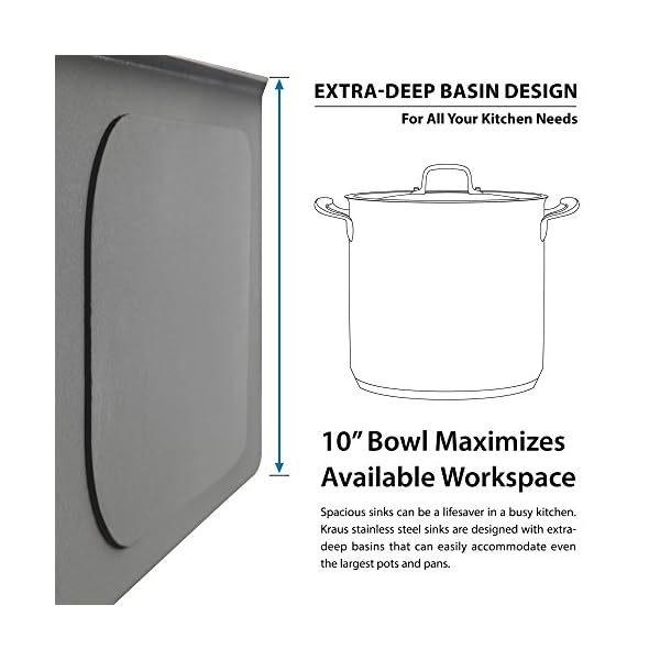 KRAUS 32 Inch 16 Gauge Undermount Single Bowl Stainless Steel Sink, KHU100-32 - Image 4