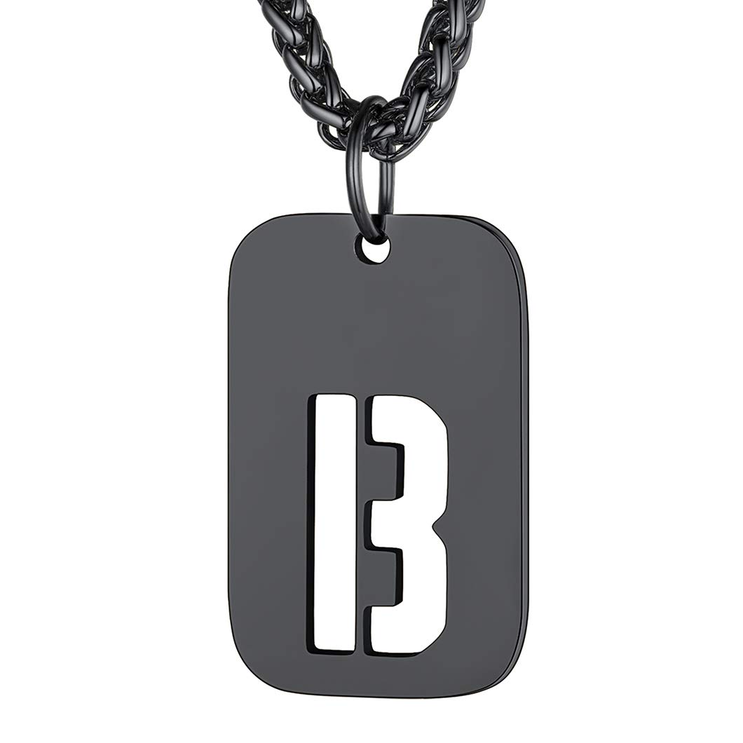 Richsteel Necklaces Initial B Dog Tags Neckless for Men Mens Black Letter Necklace