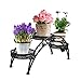 Dazone® Wrought Iron Pot Plant Stand for Three Plants Indoor or Outdoor Garden Patio Decor Arch Design Black