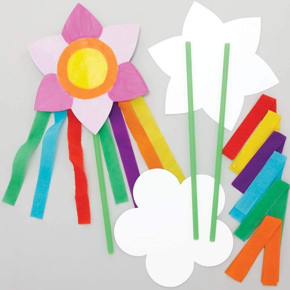 Baker Ross Flower Wands - Pack of 8, Craft Kits for Kids (AX878)