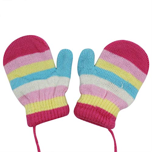 Toddlers Baby Girl Boys Colorful Snowflake Winter Warm Gloves Mittens with String for 0-12 Months,4 Pairs - Thumbnail 5