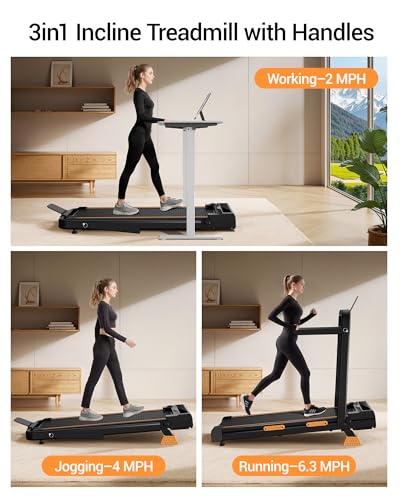 Folding Treadmill with 16% Incline, 3 in 1 Foldable Treadmill, Under Desk Walking Pad for Home Office, 10KM/H, 2.5HP Quiet Motor Portable Running Machine with Remote & LED Display, 136KG Capacity