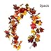 Molliy 2 Pcs Artificial Maple Leaf Garland Hanging Fall Leave Vines Hanging Plants for Autumn Wedding Door Fireplace Thanksgiving Dinner Party