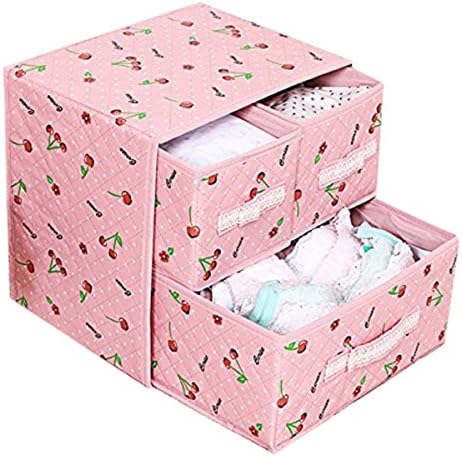 Zebratown Three-pumping Drawer Non-woven Underwear Ties Socks Drawer Closet Organizer Storage Box (Pink)