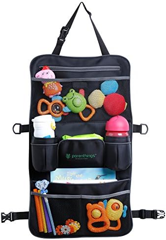 Parenthings Backseat Car Organiser. Premium Material Plenty of Storage. Can Also be Used as Stroller Organiser (Black).