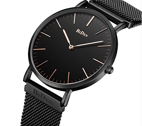 Watch,Mens Women Watch Quartz Analog Watch Stainless Steel Black Watch Luxury Fashion Simple Wristwatch Magnetic Mesh Band Watches for Men(Fathers Day Gifts)