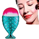 LandFox Fish Scale Makeup Brush Fishtail Bottom Brush Powder Blush Makeup Cosmetic Brush (Blue #2)