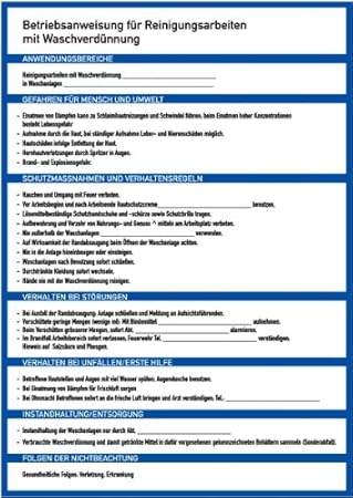 LEMAX® Schild PVC Betriebsanweisung für Reinigungsarbeiten mit Waschverdünnung 420x297mm