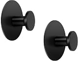 LJLink Matte Black Stainless Steel Self Adhesive Towel Hooks 2 PCS Round view 1