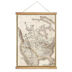 Hanging Poster with Wood Frames Rustic Map Canvas Artwork Wall Picture Home Decoration - 18"x24" inches