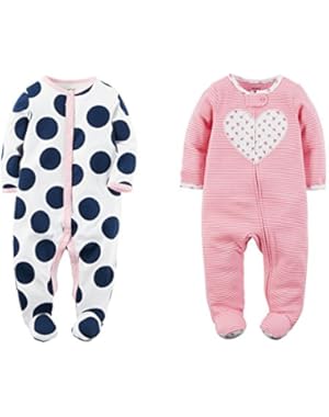Baby Girl's Cotton Snap-Up Sleep & Play Footed Sleeper 2 Sets