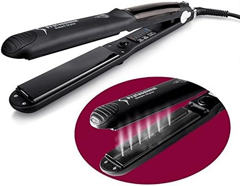60 seconds’ heating Steam Spray Hair Straightener, Argan oil infused Steam Styler Ceramic Tourmaline Flat Iron Salon Vapor Heater Hair Straightening Iron with Anion Care and Locking Switch