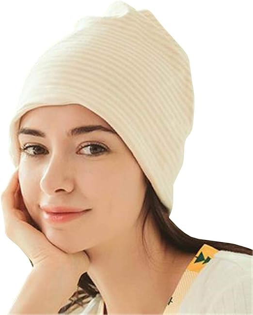 Amazon ユリカー 帽子 レディース ナイトキャップ 婦人帽 ヘアーバンド 柔らかい 通気性 伸縮性 おしゃれ 頭巾 人気 妊婦用 コットン お休み 産後用キャップ 外出 就寝用 快眠グッズ ファッション小物 ギフト 帽子 ストライプ ニット 通販