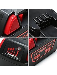ofpow 2 Pack 6.0 Ah 18 V 108 Wh Con 6 Samsung batería de litio celdas de batería para Milwaukee M18 Herramientas Batería de litio, 18 V, batería de repuesto para Milwaukee M18 XC rojo, Milwaukee M18 Fuel Batería