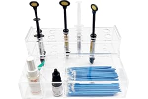 SENLIN DENTAL Dental Composite Syringe Organizer, Transparent Multi-Function Acrylic Teeth Syringe Holder for Resin Adhesive Syringes Brush Dispenser Placement Rack Tool (Medium)