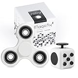 Magicfly Fidget Spinner and Fidget Cube : Stress Reducer Perfect For ADD, ADHD, Anxiety & Autism Adult (White)
