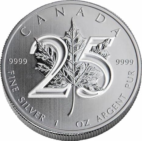 13 Ca Canadian Maple Leaf 25th Anniversary 1 Ounce Silver Dollar Uncirculated Mint At Amazon S Collectible Coins Store