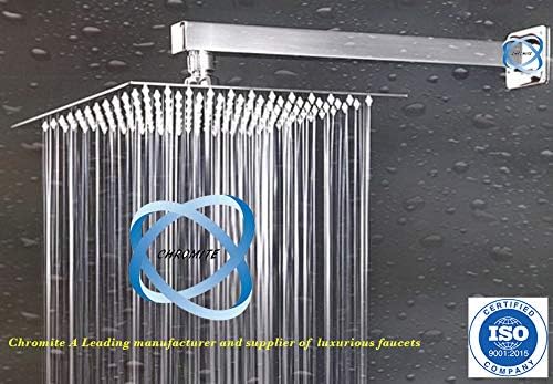 Chromite Stainless Steel 6 x 6 Inch Ultra Slim Square Overhead Showers with Wall Flange (Silver)