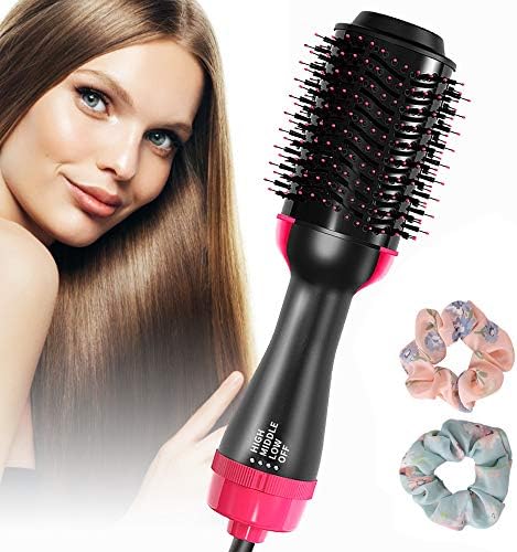 Blow Dryer Brush for Hair Styling, Hot Air Paddle Styling Brush, Hot Air Brush, Negative Ion 3-IN-1 One Step Hair, Dryer Hair Straightener Curler Comb Brush for All Hair Types
