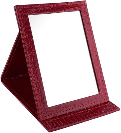 Amazon Yummybuy 化粧ミラー 折りたたみ ミラー 鏡 卓上 化粧 化粧鏡 角度調整自由自在 上質puレザー使用 クロコダイル パターン 2サイズ 大きなサイズ レッド Yummybuy 化粧鏡 通販