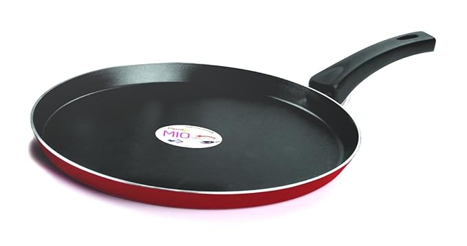 Pigeon by Stovekraft Mio Aluminum Flat Tawa, 250mm (Pink/Red)