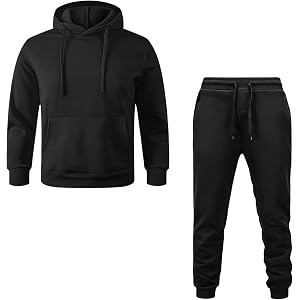 Shiketong Mens Tracksuit 2 Piece Hooded Sweatshirt and Sweatpants Set Casual Athletic Suits with Pockets