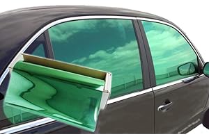 JNK NETWORKS Reflective Car Window Tint Film - One Way Window Mirror Glass Shield Automotive Tinting Sun Blocking Anti UV Heat Control for Car SUV Truck Tractor Boat House Green 20 Inches x 10 Feet