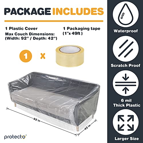 PROTECTO Plastic Couch Cover for Moving 6 mil Thick Waterproof