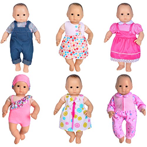 ebuddy 6 Sets Doll Clothes Outfits for 14 to 16 Inch New Born Baby Dolls, Baby Bitty Dolls and 18 inch Girl Doll