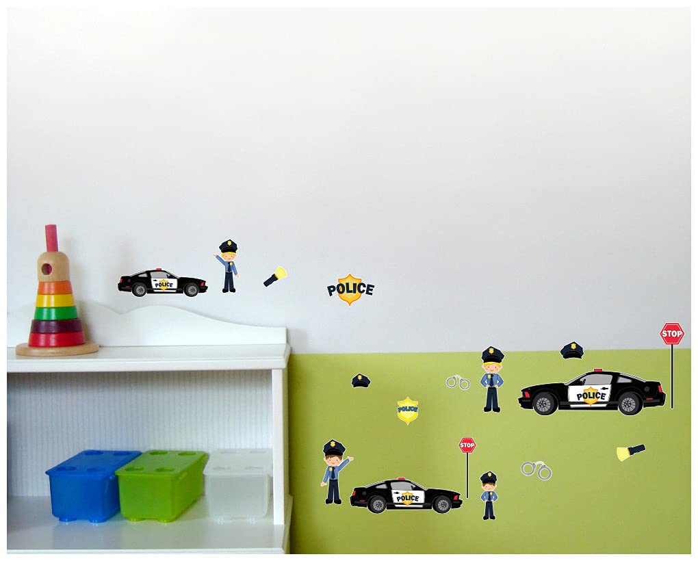 Samunshi® 17 Piece Set Police Police Car Decal Sticker 2x 16x26cm