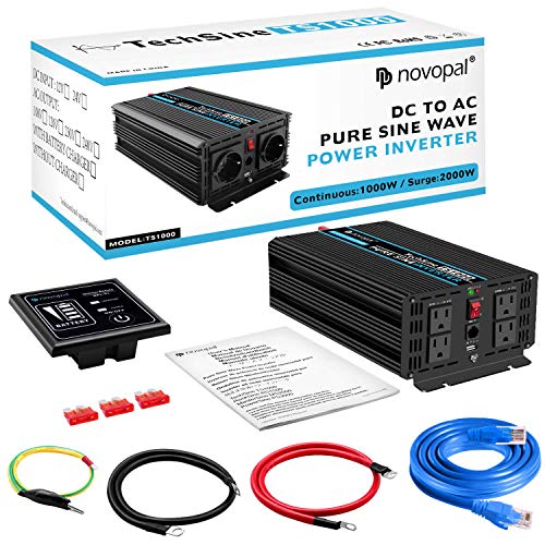 Pure Sine Wave Power Inverter 1000 Watt 12V DC to 110V/120V AC Converter 4 AC Outlets Car Inverter with One USB Port 5 Meter Remote Control and Two Cooling Fans Peak Power 2000 Watt novopal - Thumbnail 6