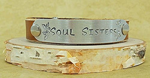 Soul Sister Hand Stamped Leather Cuff Bracelet