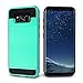 Galaxy S8 Plus Case, Anuck Slide Cover Galaxy S8 Plus Wallet Case [Card Pocket][Hard Shell] Shockproof Armor Rubber Bumper Case with Slidable Card Slot Holder for Samsung Galaxy S8 Plus - Mint Green