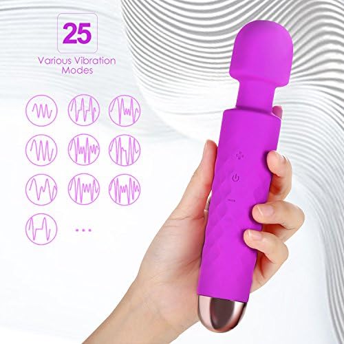 Handheld Personal Wand Massager for Back Neck Shoulder Body Massage with Powerful Speeds &amp; 25 Vibration Modes,Cordless Rechargeable