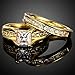 LWLH Jewelry Womens 18K Yellow/White Gold Plated Cubic Zirconia CZ Promise Engagement Wedding Band Rings Set