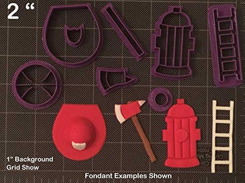 Fire Fighter Theme Fondant Cutter Set / Cookie Topper / Cupcake Topper