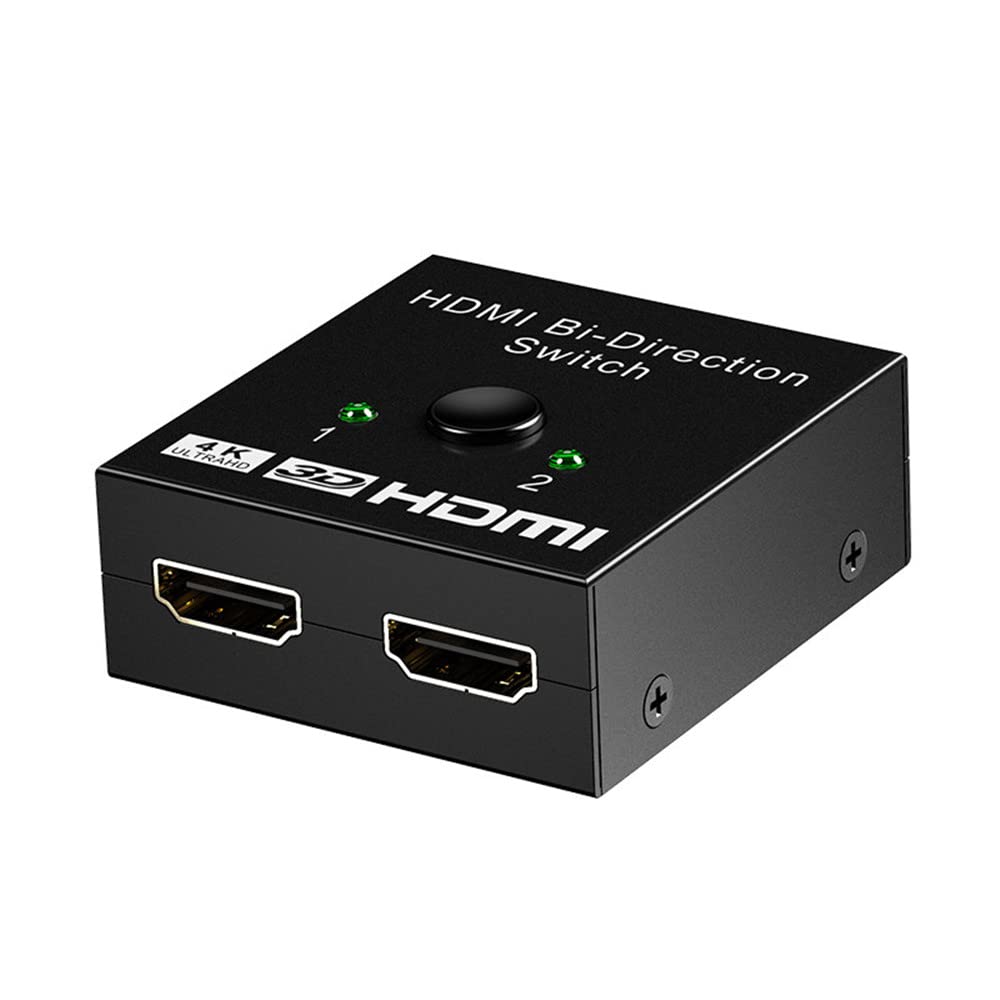 HCTian HDMI Splitter, Aluminum HDMI Switch Bi-direction 1 In 2 Out or 2 Input to 1 Output Manual Support 4K 3D 1080P Compatible with Xbox, PS4, PS3, Roku, Blu-Ray, DVD, HDTV