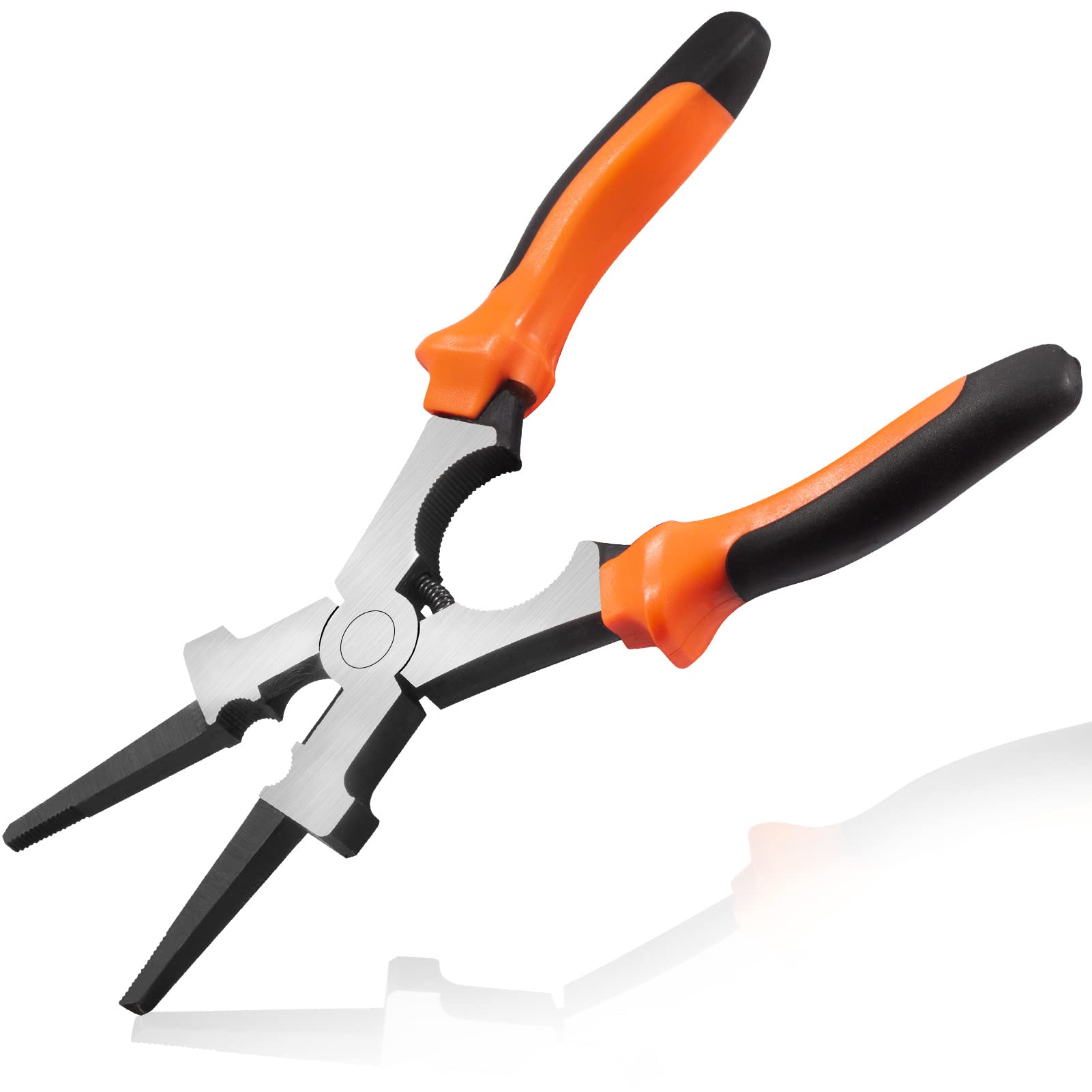 LEONTOOL 8-Inch MIG Welding Pliers with Flat Face Hammer & Nozzle Cleaner - Orange & Black - 8.1 x 4.4 x 0.9" - MIG Welding Pliers, Flat Face Hammer, Nozzle Cleaner — image 1