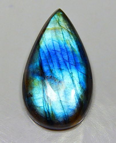 33 CT RARE 18X32 mm.100% NATURAL MULTI FIRE FLASHY LABRADORITE PEAR CABOCHON MADAGASCAR LOOSE RING SIZE GEMSTONE B274