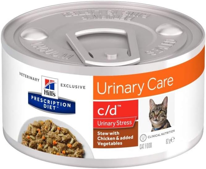 Hills Prescription Diet Feline c/d Urinary Stress Cat Food Chicken & Veg Stew 24 x 82g, 82 g (Pack of 24)