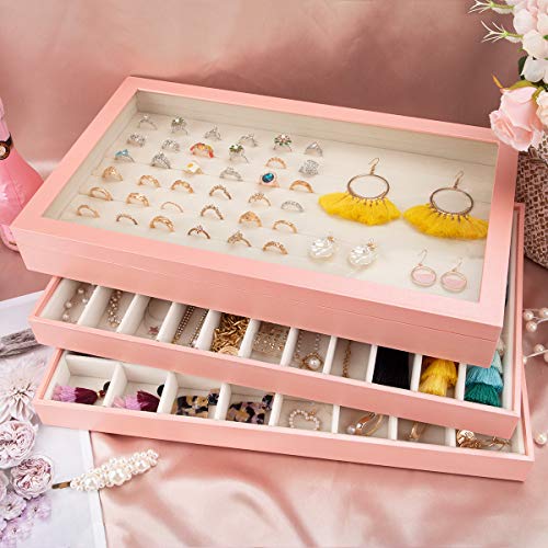 Mebbay Stackable Jewelry Trays Organizer with Lid, Jewelry Storage