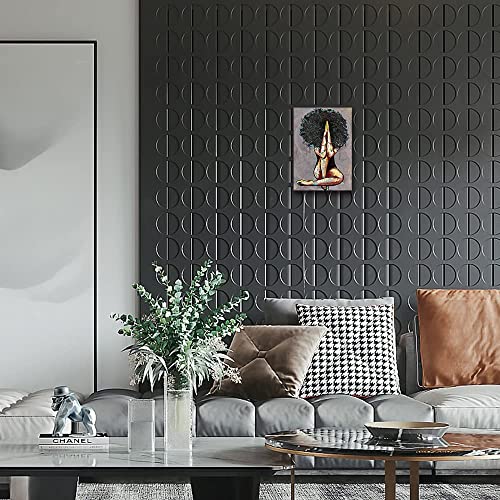 African American Wall Art Abstract Beauty Black Girl Picture Brown Canvas Print Artwork for Wall Decor Bedroom Bathroom Living Room (8x12in-Unframed,Black Queen)