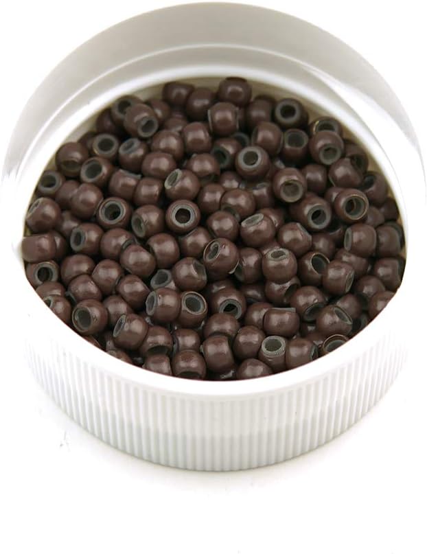 KOCONI 1000 Pcs Nano Rings 3mm Hair Extension Beads - Silicone Lined Micro Beads for Nano Rings #5 Brown, Nano Silicone 1000 PCS - Image 3